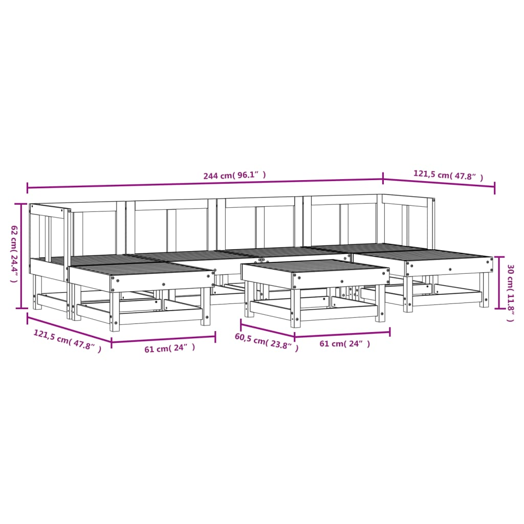 7 Piece Impregnated Wood Pine Garden Lounge Set