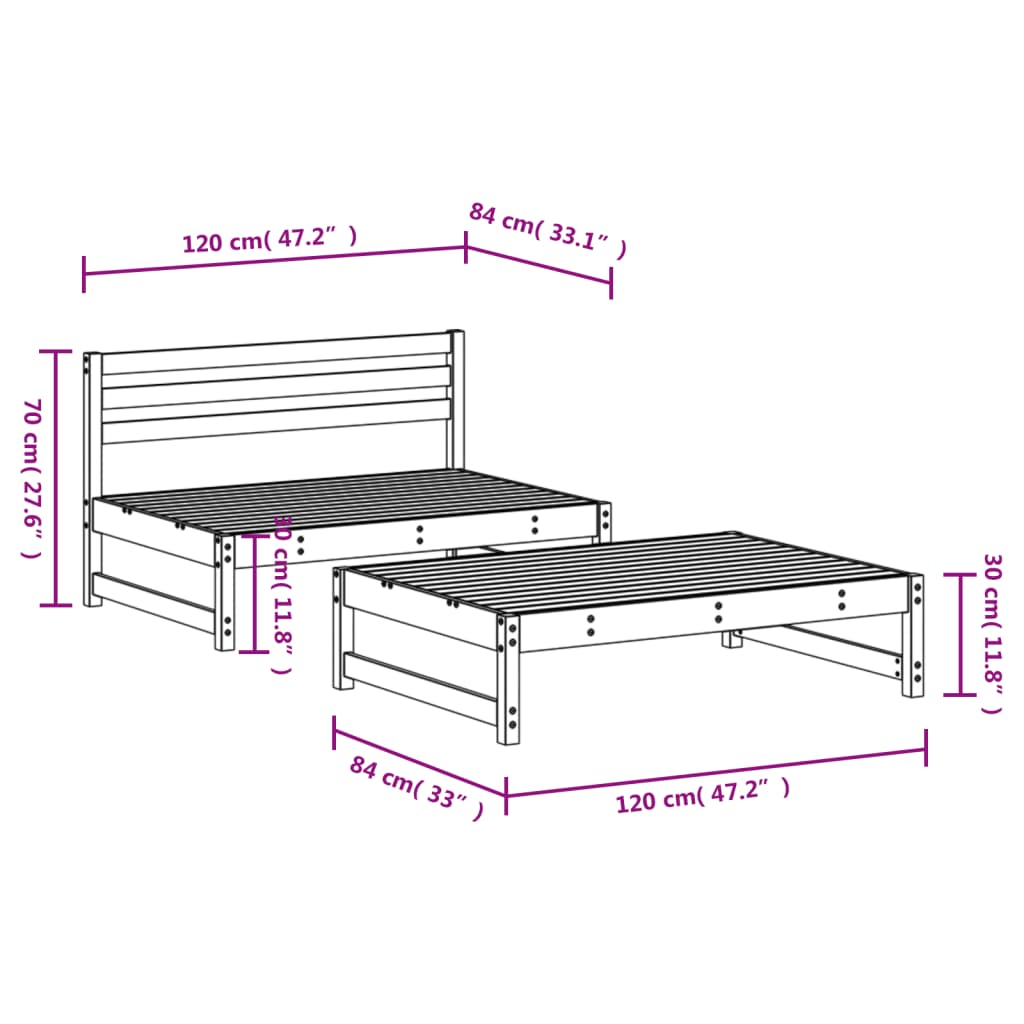 2 Piece Solid Douglas Wood Garden Lounge Set