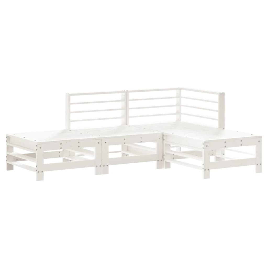 4 Piece Solid Pine Wood Garden Lounge Set White