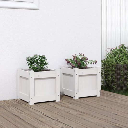 White Solid Pine Garden Planters 