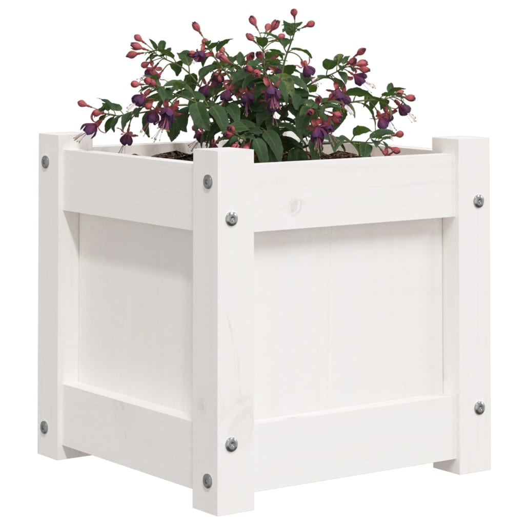 White Solid Pine Garden Planters 