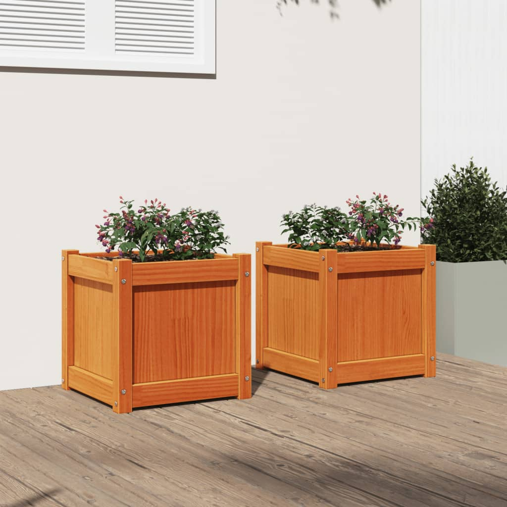 Set of 2 Solid Pine Garden Planters | Jscapes Home and Garden