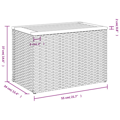 Black Poly Rattan Solid Wood Top Garden Side Tables 2pcs 55x34x37cm