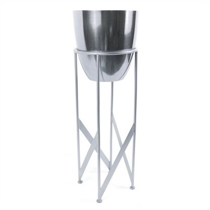 Silver Tall Design Metal Plant Planter