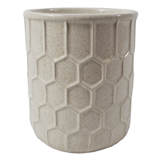 White Honeycombe Ceramic Planter