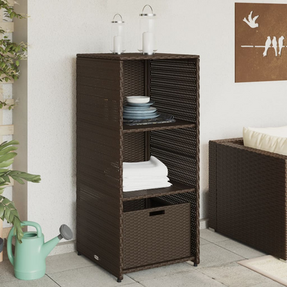 Brown Poly Rattan Garden Storage Cabinet 50x55x115 cm