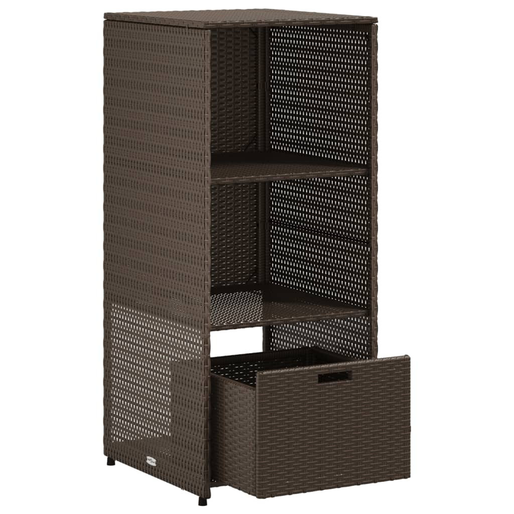 Brown Poly Rattan Garden Storage Cabinet 50x55x115 cm