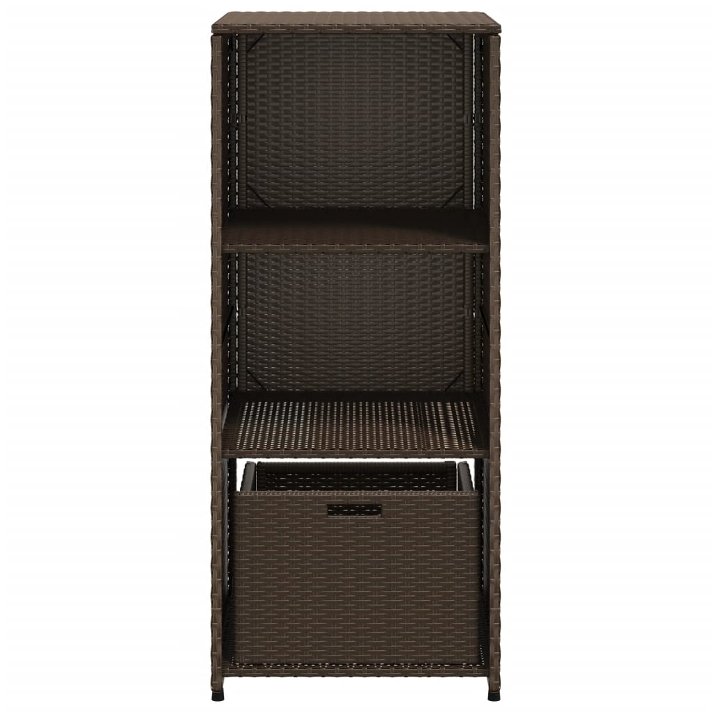 Brown Poly Rattan Garden Storage Cabinet 50x55x115 cm