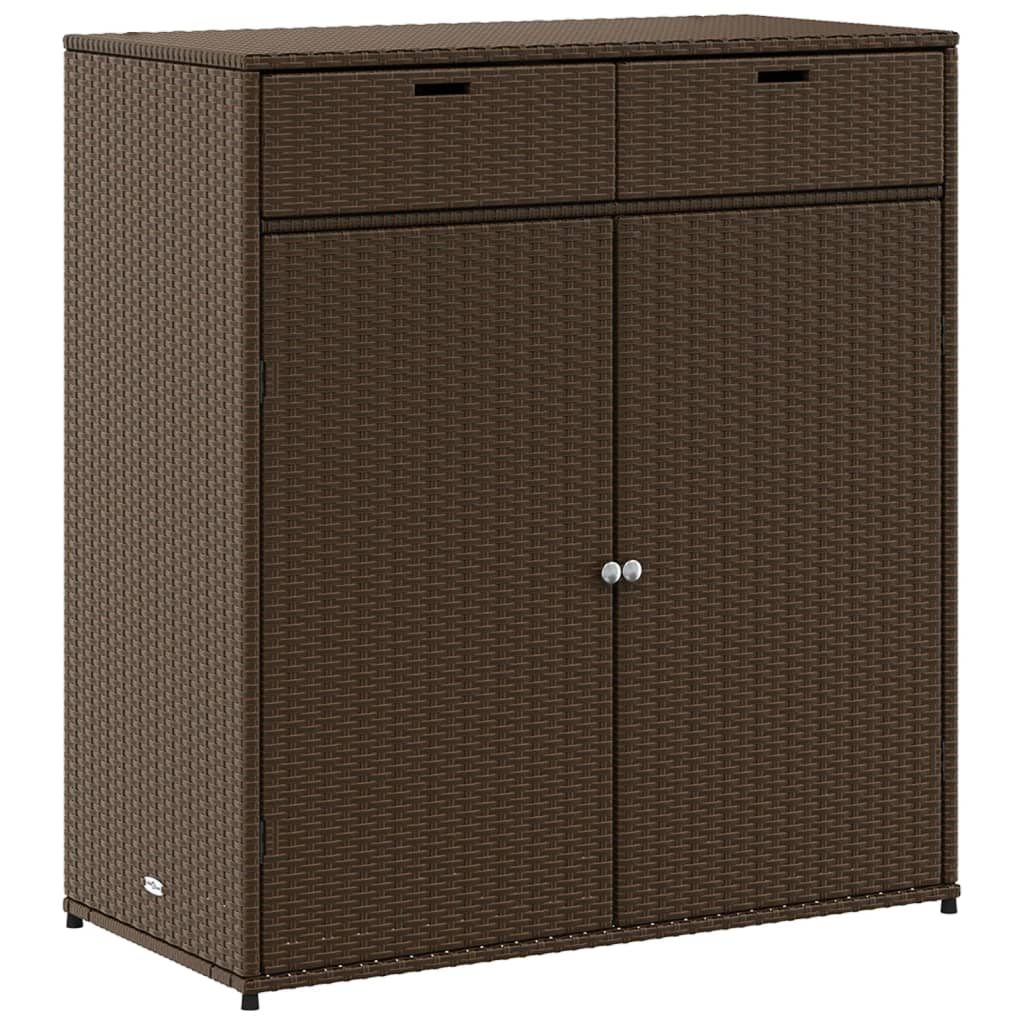  Brown Poly Rattan Garden Storage Cabinet  105x55x113 cm