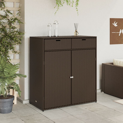  Brown Poly Rattan Garden Storage Cabinet  105x55x113 cm