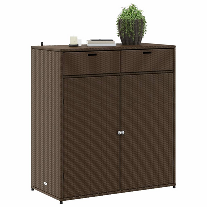  Brown Poly Rattan Garden Storage Cabinet  105x55x113 cm