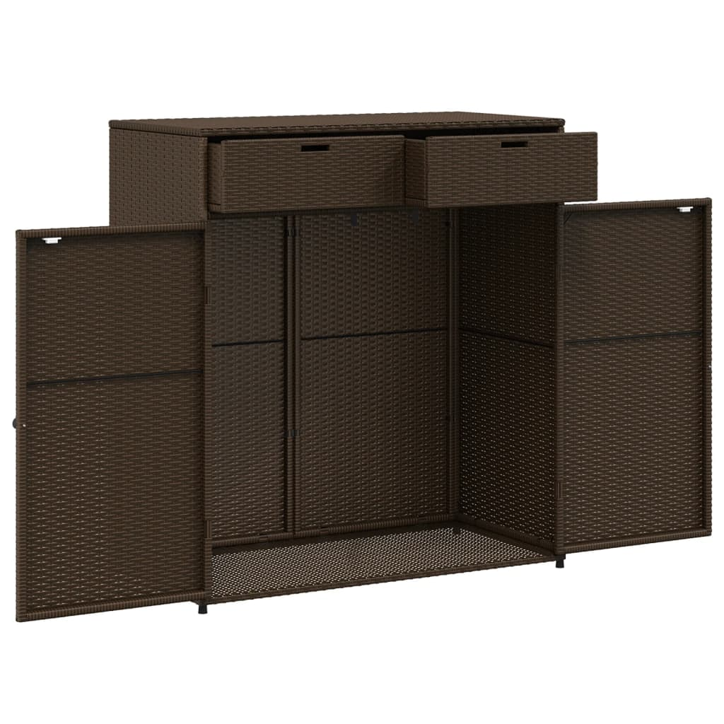  Brown Poly Rattan Garden Storage Cabinet  105x55x113 cm