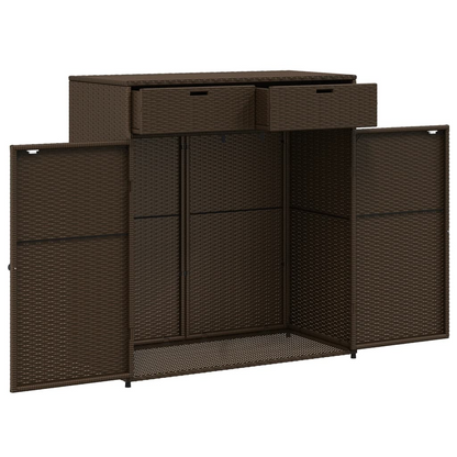  Brown Poly Rattan Garden Storage Cabinet  105x55x113 cm