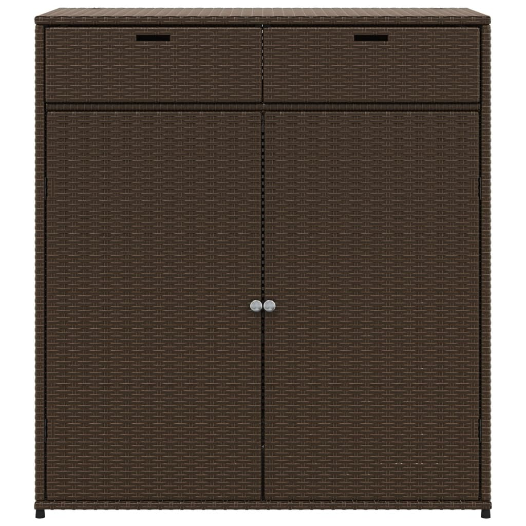  Brown Poly Rattan Garden Storage Cabinet  105x55x113 cm