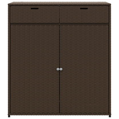  Brown Poly Rattan Garden Storage Cabinet  105x55x113 cm