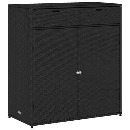  Black Poly Rattan Garden Storage Cabinet 105x55x113 cm