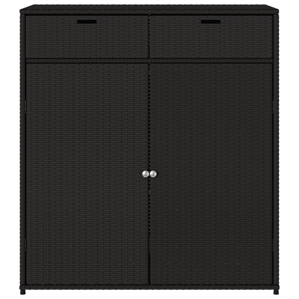  Black Poly Rattan Garden Storage Cabinet 105x55x113 cm