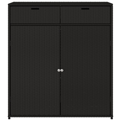  Black Poly Rattan Garden Storage Cabinet 105x55x113 cm