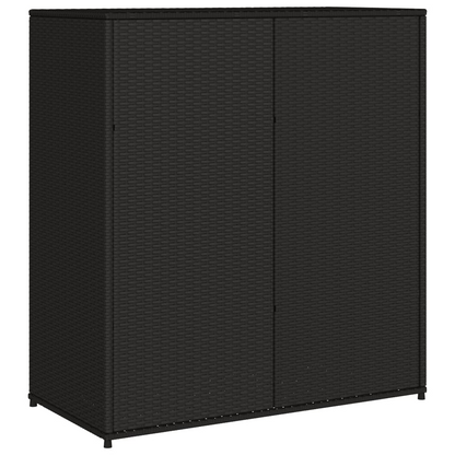  Black Poly Rattan Garden Storage Cabinet 105x55x113 cm