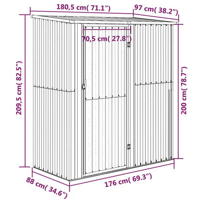 Garden Shed Grey 180.5x97x209.5 cm