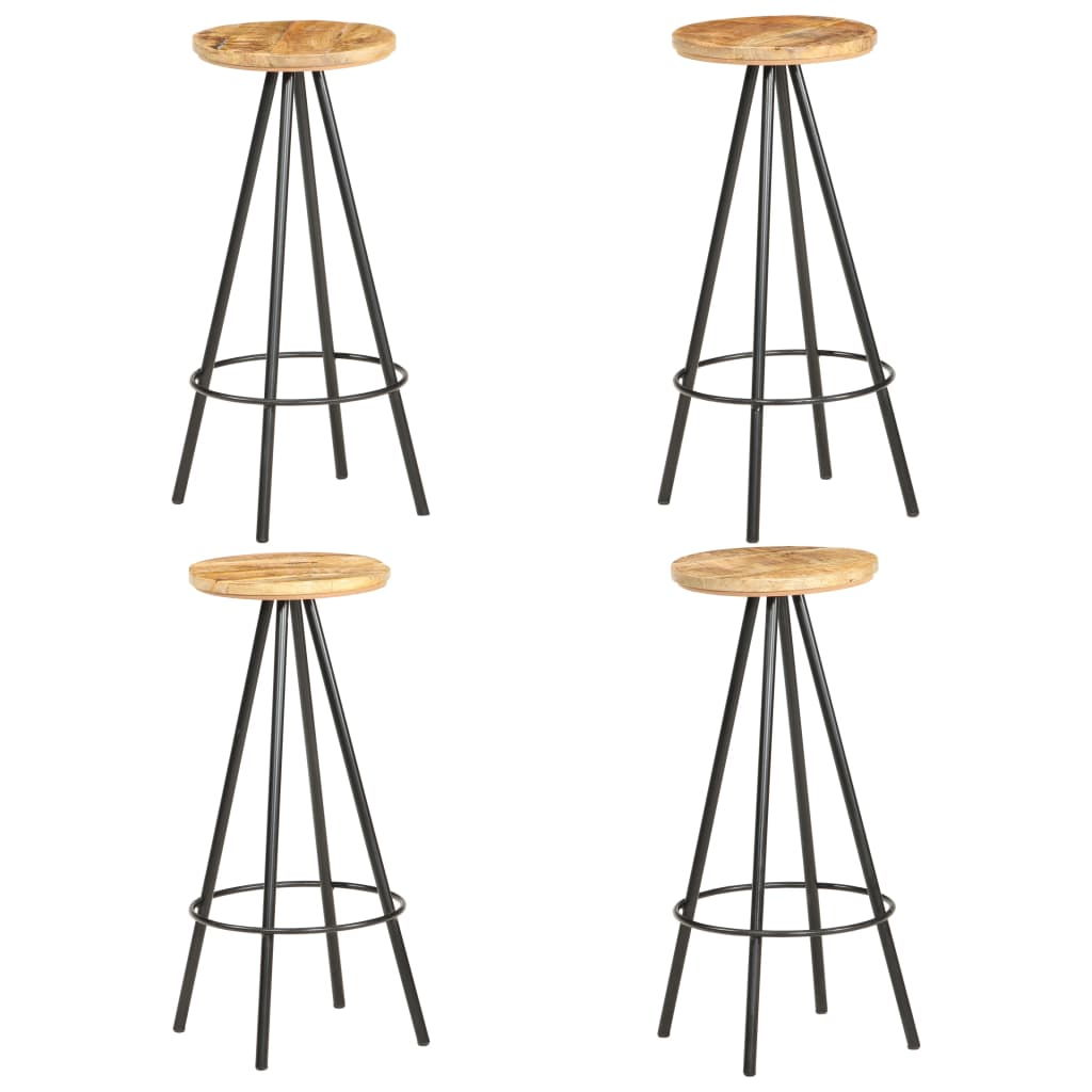 Rough Mango Wood Bar Stools 4 pcs