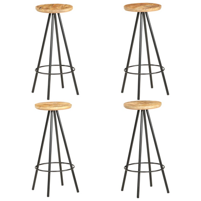 Rough Mango Wood Bar Stools 4 pcs