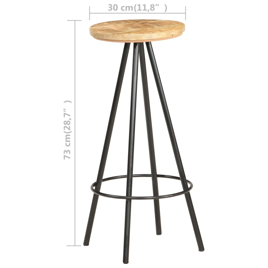 Rough Mango Wood Bar Stools 4 pcs