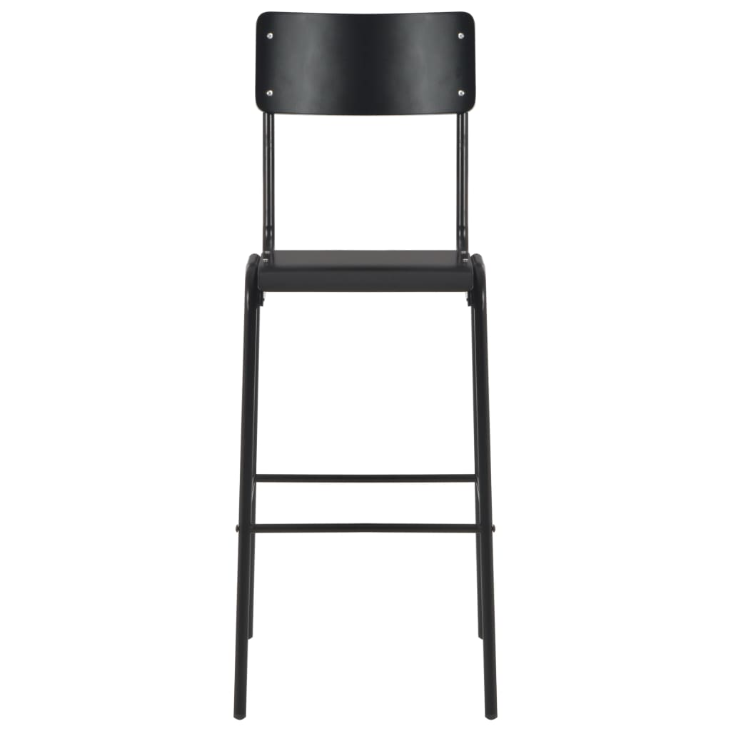 Black Solid Plywood Steel Bar Chairs 4 pcs 