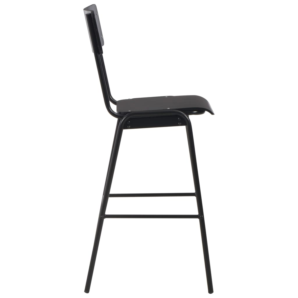 Black Solid Plywood Steel Bar Chairs 4 pcs 