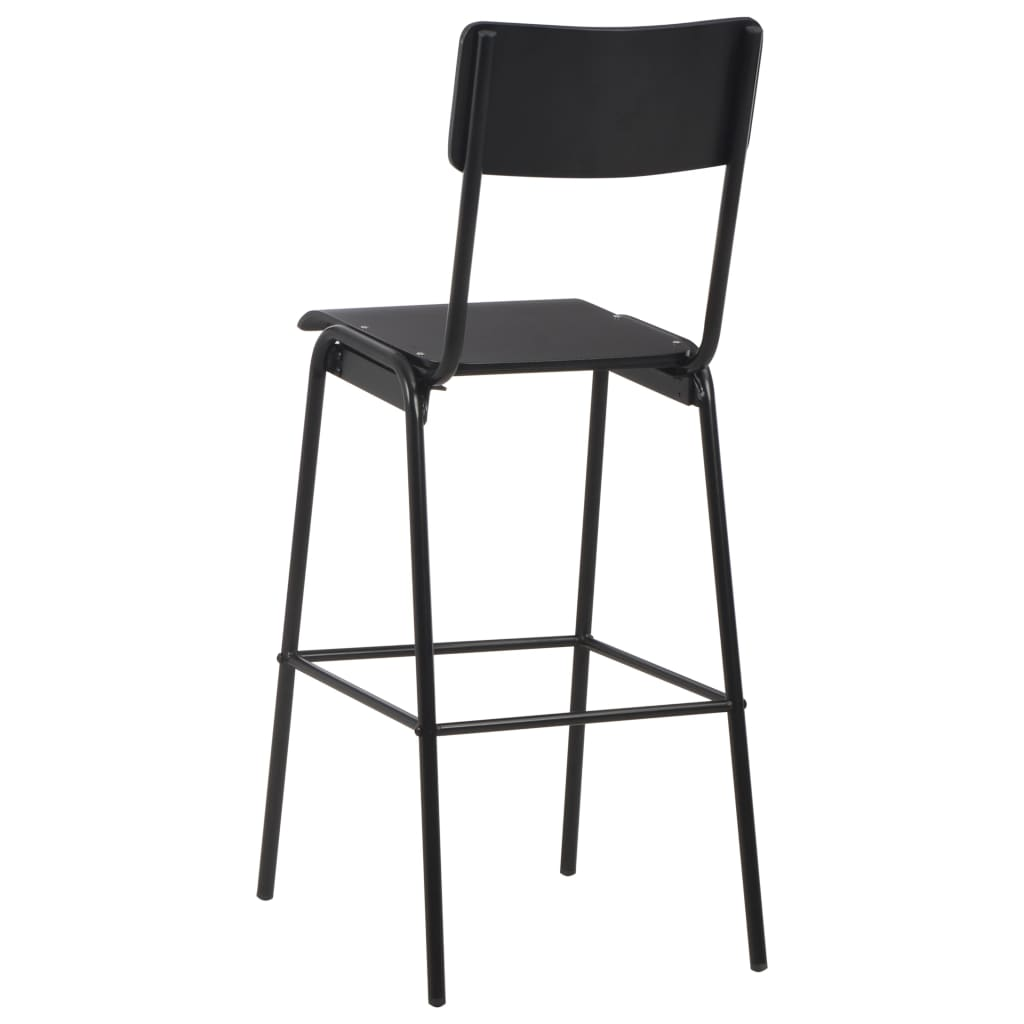 Black Solid Plywood Steel Bar Chairs 4 pcs 