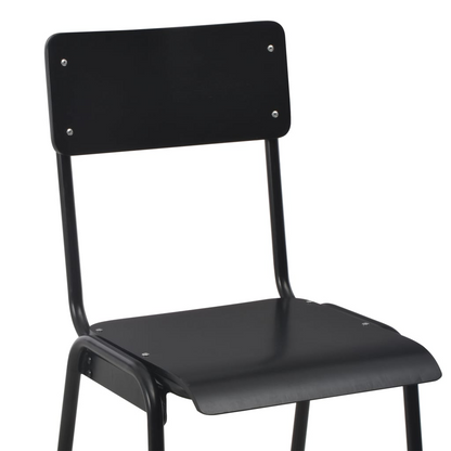 Black Solid Plywood Steel Bar Chairs 4 pcs 