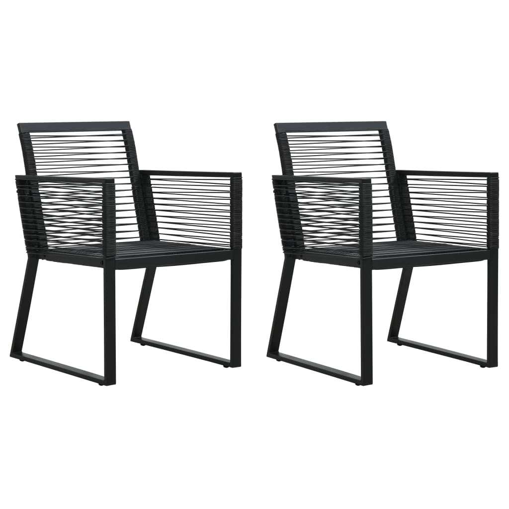 3 Piece Black PVC Rattan Outdoor Dining Set