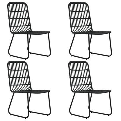 5 Piece Poly Rattan and Glass Outdoor Dining Set