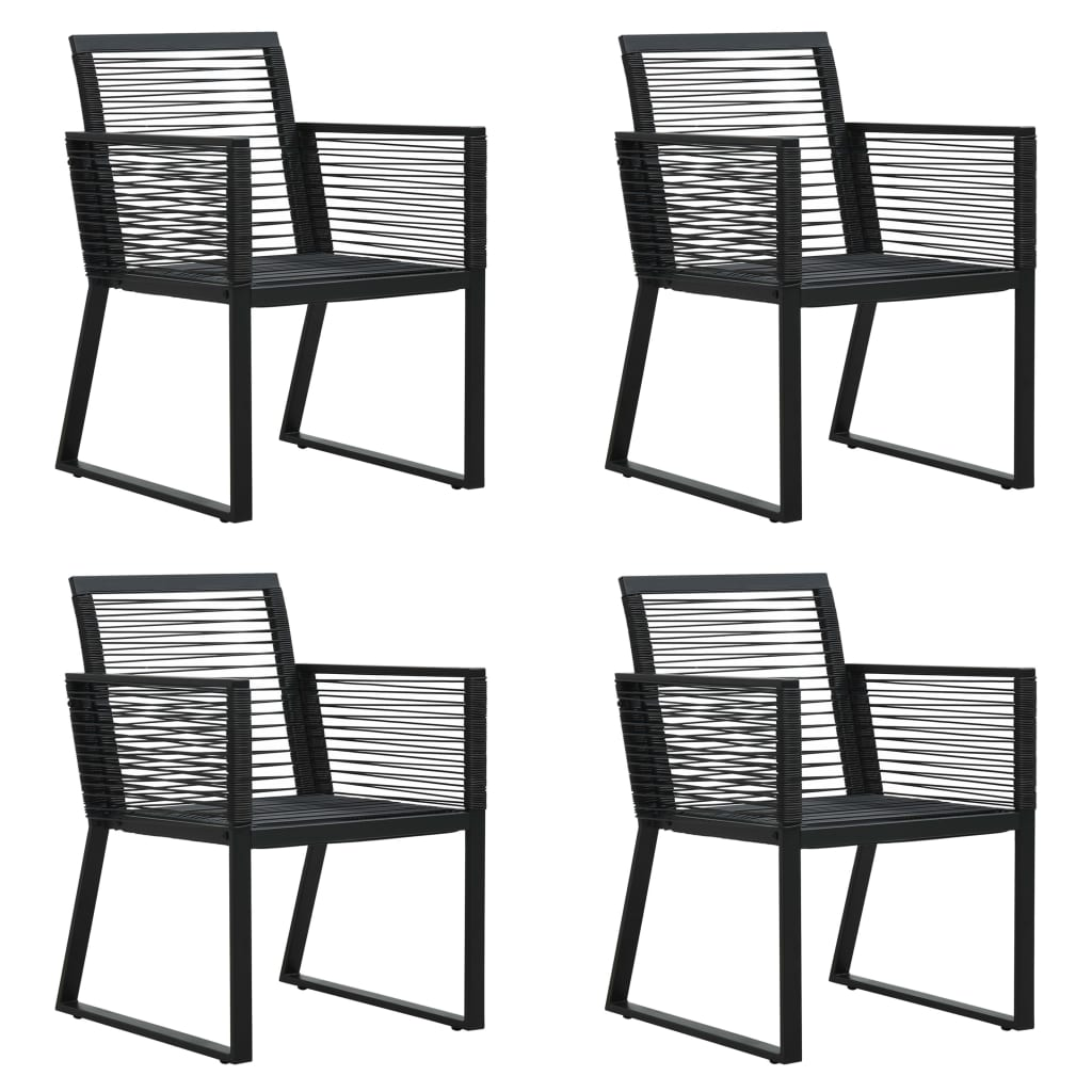 5 Piece Black PVC Rattan Outdoor Dining Set