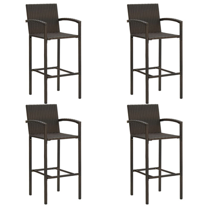  5 Piece Brown Poly Rattan Garden Bar Set