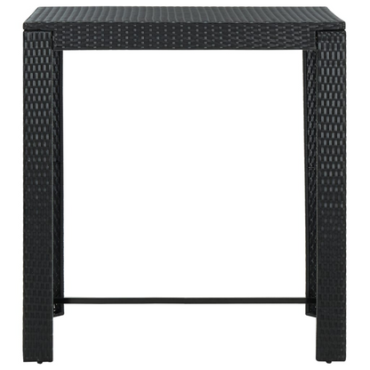 Black Poly Rattan 5 Piece Outdoor Bar Set with Armrest