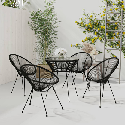 5 Piece Black PVC Rattan Outdoor Dining Set