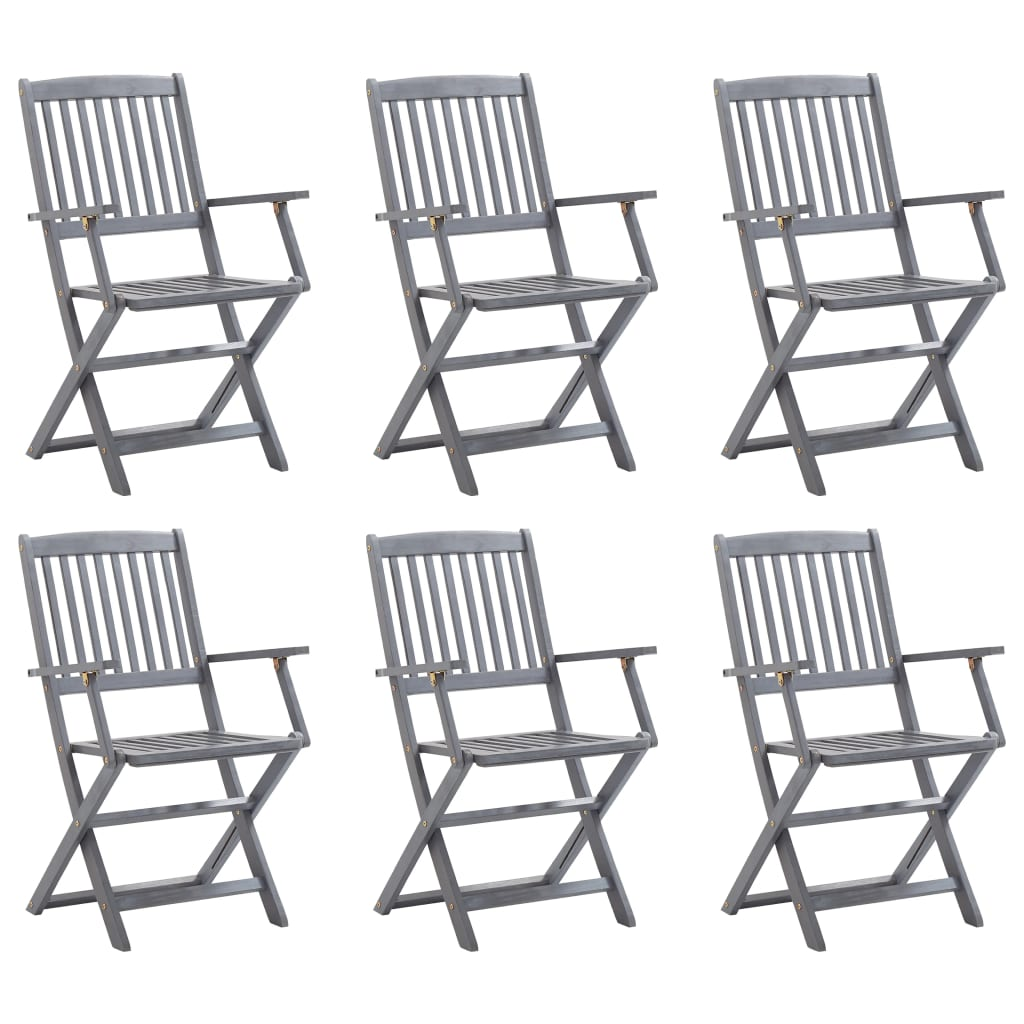   Solid Acacia Wood Folding Outdoor Chairs 6 pcs