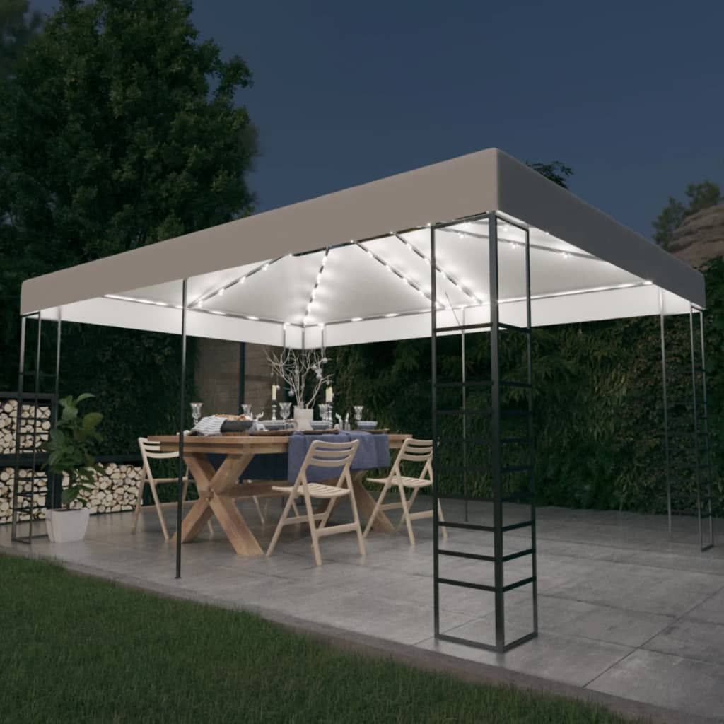 White Gazebo with LED String Lights