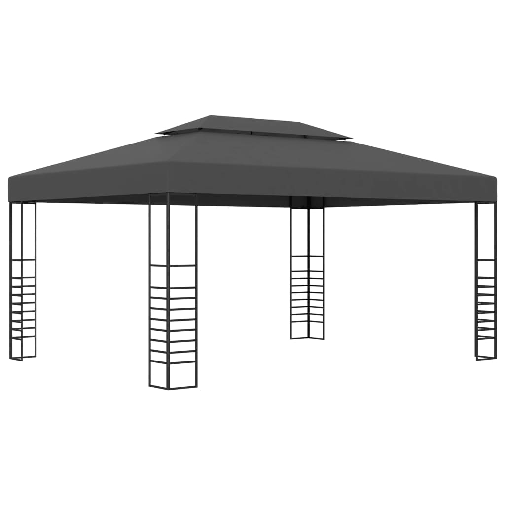 Anthracite Gazebo with LED String Lights