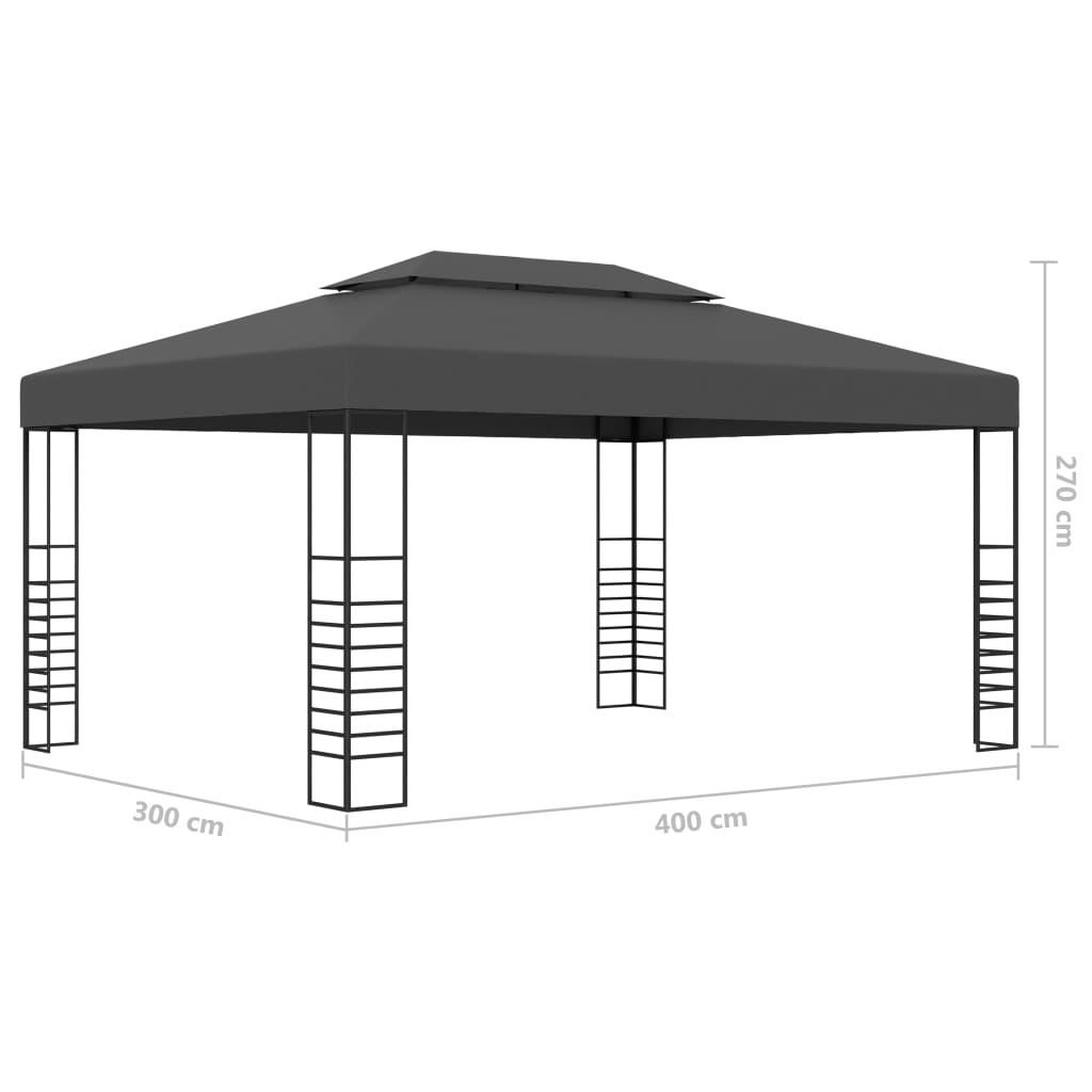 Anthracite Gazebo with LED String Lights