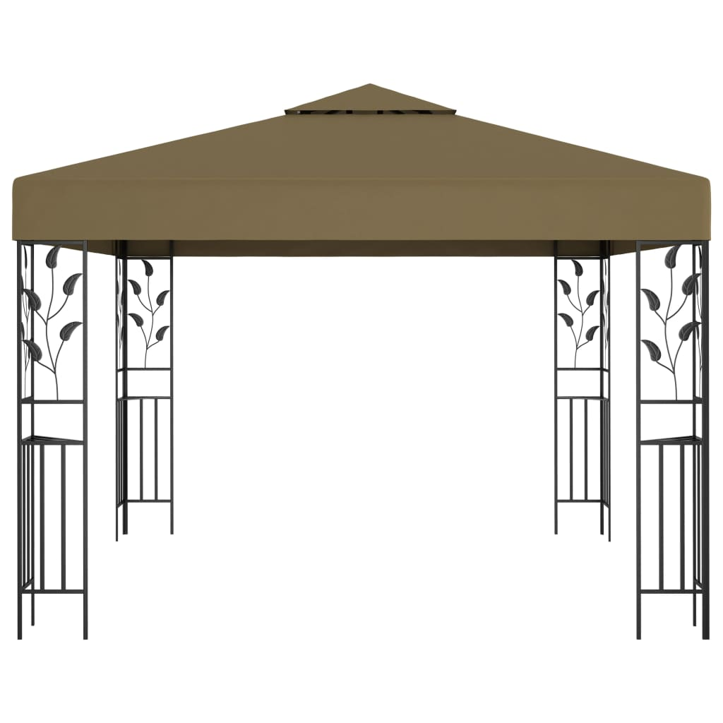 Taupe Gazebo with LED String Lights