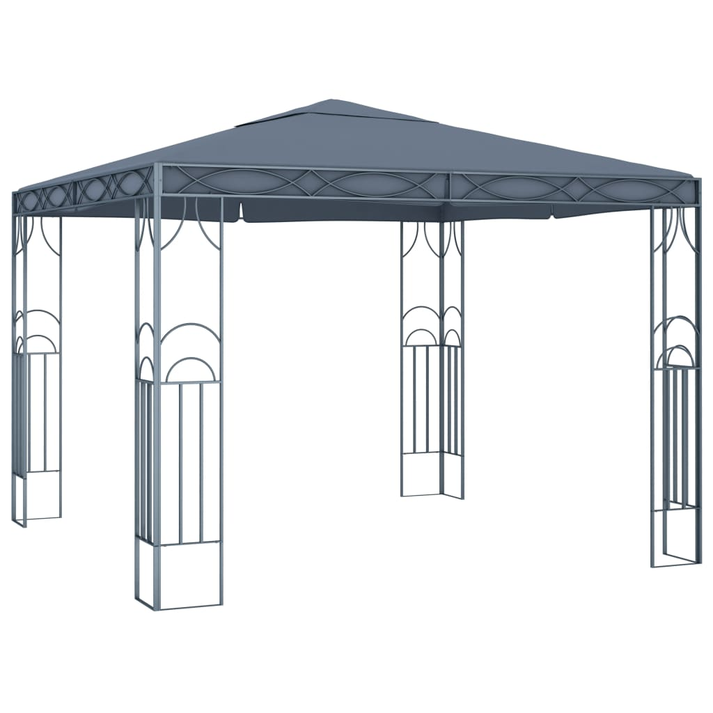 Anthracite Gazebo with LED String Lights