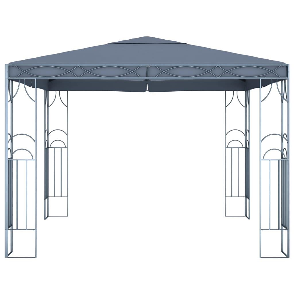 Anthracite Gazebo with LED String Lights