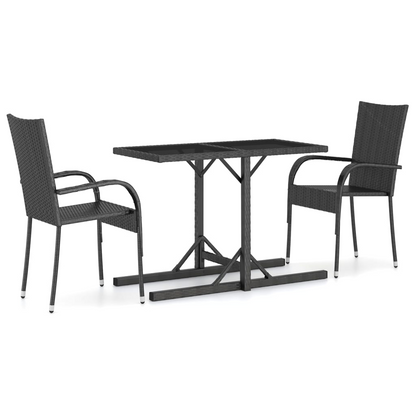 Black 3 Piece Garden Dining Set