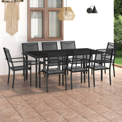 Large 9 Piece Outdoor Dining Set Steel