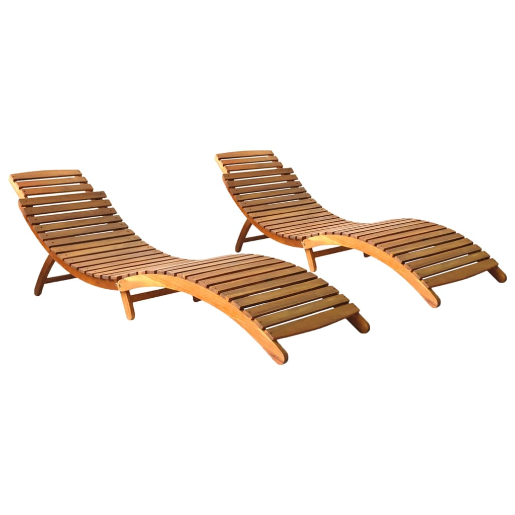  Solid Acacia Wood Sun Loungers 2 pcs