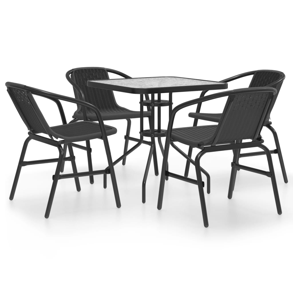  5 Piece Black Garden Dining Set