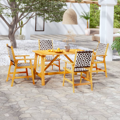 5 Piece Solid Acacia Wood Garden Dining Set