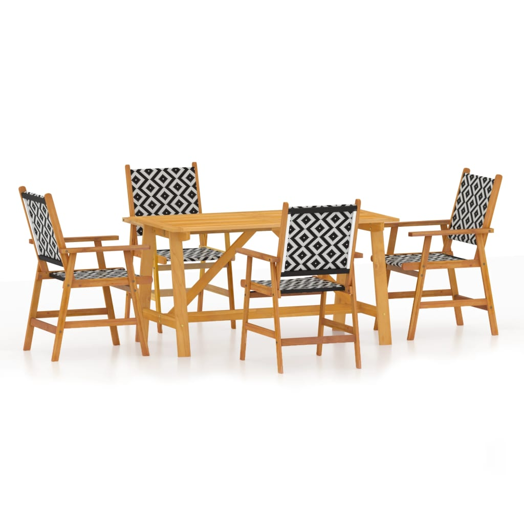 5 Piece Solid Acacia Wood Garden Dining Set